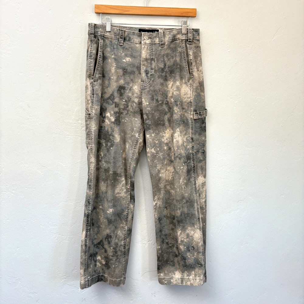 Abercrombie Fitch Baggy Workwear Pants Men Size 31 x 29 Gray Carpenter